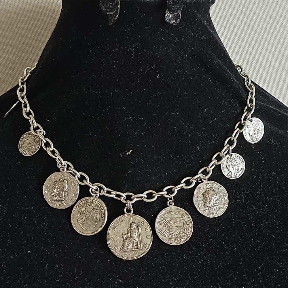 Vintage coins silver necklace